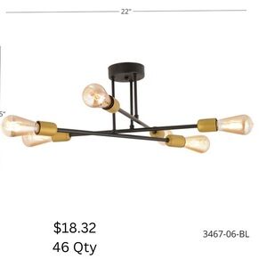 Modern Black and Gold Ceiling Light Fixture